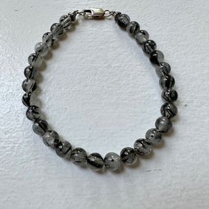 Men's 6mm Natural Black Rutilated Quartz Gemstone Bracelet